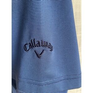 CALLAWAY Shirt Mens L Fine Line Stripe Golf Polo Performance Opti-Dri Blue
